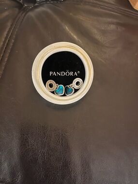 Pandora Sterling Silver PIECE OF MY HEART two piece Mother & Son set. AUTHENTIC.